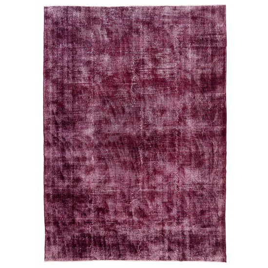 Maroon Red Overdyed Area Rug, Large 1960s Hand-Knotted Central Anatolian Carpet. 8.3 x 11.4 Ft (250 x 345 cm)