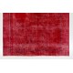 Burgundy Red Overdyed Area Rug with Solid Design, 1960s Hand-Knotted Central Anatolian Carpet. 8.6 x 11 Ft (262 x 337 cm)