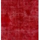 Burgundy Red Overdyed Area Rug with Solid Design, 1960s Hand-Knotted Central Anatolian Carpet. 8.6 x 11 Ft (262 x 337 cm)