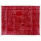 Burgundy Red Overdyed Area Rug with Solid Design, 1960s Hand-Knotted Central Anatolian Carpet. 8.6 x 11 Ft (262 x 337 cm)