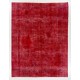 Burgundy Red Overdyed Area Rug with Solid Design, 1960s Hand-Knotted Central Anatolian Carpet. 8.6 x 11 Ft (262 x 337 cm)