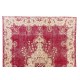 Authentic Vintage Turkish Area Rug. Fine Hand-Knotted Wool Carpet in Cherry Red. 8.9 x 12.3 Ft (270 x 373 cm)
