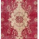 Authentic Vintage Turkish Area Rug. Fine Hand-Knotted Wool Carpet in Cherry Red. 8.9 x 12.3 Ft (270 x 373 cm)