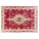 Authentic Vintage Turkish Area Rug. Fine Hand-Knotted Wool Carpet in Cherry Red. 8.9 x 12.3 Ft (270 x 373 cm)
