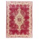 Authentic Vintage Turkish Area Rug. Fine Hand-Knotted Wool Carpet in Cherry Red. 8.9 x 12.3 Ft (270 x 373 cm)