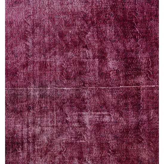 Distressed Red Overdyed Area Rug, 1960s Hand-Knotted Central Anatolian Carpet. 9 x 13 Ft (275 x 395 cm)