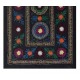 Silk Hand Embroidered Bed Cover, Vintage Suzani Wall Hanging from Uzbekistan. 3.7 x 6.3 Ft (110 x 190 cm)