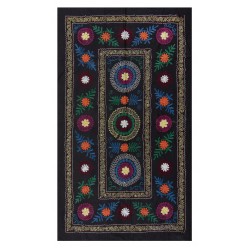 Silk Hand Embroidered Bed Cover, Vintage Suzani Wall Hanging from Uzbekistan. 3.7 x 6.3 Ft (110 x 190 cm)