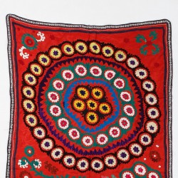 Silk Hand Embroidered Bed Cover, Vintage Suzani Wall Hanging from Uzbekistan. 3.8 x 7.3 Ft (115 x 220 cm)