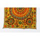 Vintage Central Asian / Uzbek Suzani Wall Hanging, Silk Hand Embroidered Bed Cover. 4.5 x 5.9 Ft (135 x 177 cm)