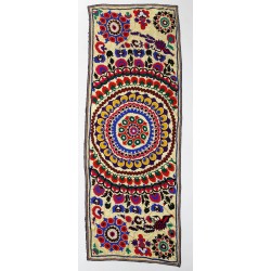 Silk Hand Embroidered Bed Cover, Vintage Suzani Wall Hanging from Uzbekistan. 4.5 x 12 Ft (135 x 364 cm)