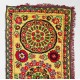 Silk Hand Embroidered Bed Cover, Vintage Suzani Wall Hanging from Uzbekistan. 4.5 x 9.9 Ft (137 x 300 cm)