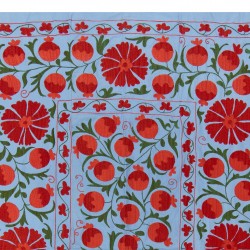 Silk Hand Embroidered Bed Cover, Vintage Suzani Wall Hanging from Uzbekistan. 4.6 x 6.6 Ft (140 x 200 cm)