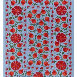 Silk Hand Embroidered Bed Cover, Vintage Suzani Wall Hanging from Uzbekistan. 4.6 x 6.6 Ft (140 x 200 cm)