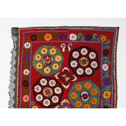 Silk Hand Embroidered Bed Cover, Vintage Suzani Wall Hanging from Uzbekistan. 4.7 x 7.7 Ft (142 x 233 cm)