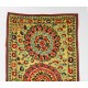 Silk Hand Embroidered Bed Cover, Vintage Suzani Wall Hanging from Uzbekistan. 4.9 x 9.4 Ft (147 x 285 cm)