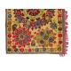 Silk Hand Embroidered Bed Cover, Vintage Suzani Wall Hanging from Uzbekistan. 5 x 7.9 Ft (153 x 240 cm)