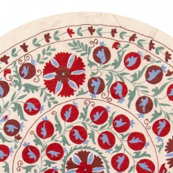 Silk Hand Embroidered Bed Cover, Vintage Suzani Wall Hanging from Uzbekistan. 5.2 x 5.2 Ft (157 x 157 cm)