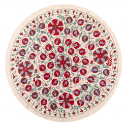 Silk Hand Embroidered Bed Cover, Vintage Suzani Wall Hanging from Uzbekistan. 5.2 x 5.2 Ft (157 x 157 cm)