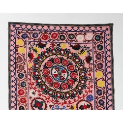 Silk Hand Embroidered Bed Cover, Vintage Suzani Wall Hanging from Uzbekistan. 5.7 x 9.4 Ft (173 x 285 cm)