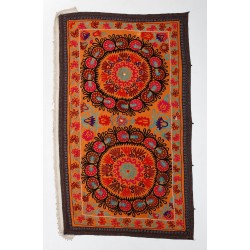 Silk Hand Embroidered Bed Cover, Vintage Suzani Wall Hanging from Uzbekistan. 5.8 x 9.4 Ft (175 x 285 cm)
