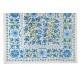 Silk Hand Embroidered Bed Cover, Vintage Suzani Wall Hanging from Uzbekistan. 6.4 x 8.4 Ft (195 x 253 cm)