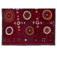 Silk Hand Embroidered Bed Cover, Vintage Suzani Wall Hanging from Uzbekistan. 6.4 x 8.4 Ft (195 x 255 cm)