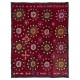 Silk Hand Embroidered Bed Cover, Vintage Suzani Wall Hanging from Uzbekistan. 6.8 x 7.8 Ft (206 x 237 cm)