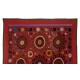 Silk Hand Embroidered Bed Cover, Vintage Suzani Wall Hanging from Uzbekistan. 7.9 x 8.7 Ft (240 x 263 cm)