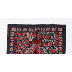 Square Silk Embroidery Suzani Wall Hanging, Vintage Handmade Uzbek Bed or Table Cover. 3 x 3 Ft (92 x 92 cm)