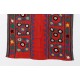 Vintage Central Asian / Uzbek Suzani Wall Hanging, Silk Hand Embroidered Bed Cover. 3 x 6.4 Ft (94 x 193 cm)