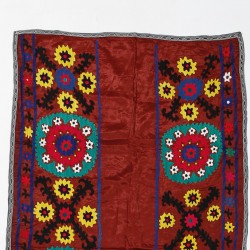 Vintage Central Asian / Uzbek Suzani Wall Hanging, Silk Hand Embroidered Bed Cover. 3.3 x 5.8 Ft (98 x 175 cm)