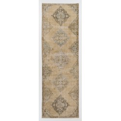 Vintage Hand-Knotted Central Anatolian Runner Rug for Hallway Decor. 3.5 x 11.4 Ft (106 x 345 cm)