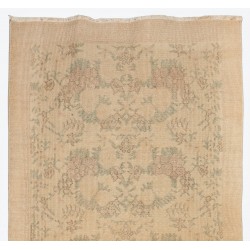 Handmade Vintage Rug, Floral Patterned Anatolian Carpet. 3.7 x 6.7 Ft (110 x 203 cm)
