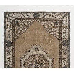 Vintage Hand-Knotted Anatolian Rug with Geometric Medallion Design. 3.8 x 6.6 Ft (113 x 199 cm)