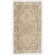 Antique Washed Turkish Accent Rug, Vintage Handmade Art Deco Chinese Design Carpet. 3.8 x 6.8 Ft (113 x 206 cm)