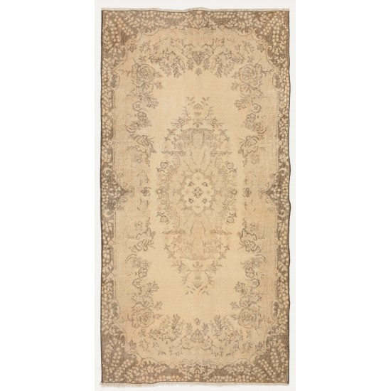 Hand-Knotted Vintage Turkish Rug, Home Decor Carpet. 3.8 x 6.9 Ft (113 x 210 cm)