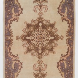 Hand-Knotted Vintage Central Anatolian Accent Rug Made of Wool. 3.8 x 7.6 Ft (113 x 230 cm)