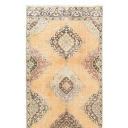 Hand-Knotted Vintage Turkish Runner Rug, Authentic Wool Hallway Runner. 3.8 x 12 Ft (113 x 364 cm)