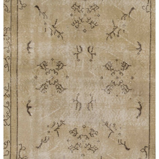 Antique Washed Turkish Accent Rug, Vintage Handmade Art Deco Chinese Design Carpet. 3.8 x 6.5 Ft (114 x 198 cm)