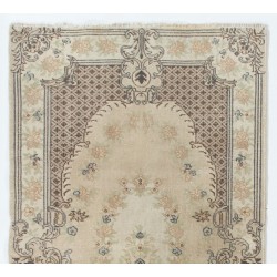 Vintage Baroque Style Handmade Turkish Oushak Accent Rug, Woolen Floor Covering. 3.8 x 6.9 Ft (114 x 210 cm)