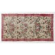 Floral Patterned Turkish Handmade Vintage Rug, Ideal for Office and Home Decor. 3.8 x 6.8 Ft (115 x 205 cm)