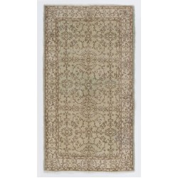 Hand-Knotted Vintage Floral Accent Rug, Central Anatolian Wool Carpet. 3.8 x 6.8 Ft (115 x 206 cm)
