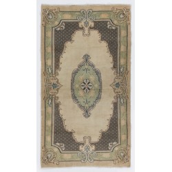 Vintage Baroque Style Handmade Turkish Oushak Accent Rug, Woolen Floor Covering. 3.8 x 7 Ft (115 x 212 cm)