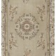 Antique Washed Turkish Accent Rug, Vintage Handmade Art Deco Chinese Design Carpet. 3.8 x 7 Ft (115 x 213 cm)