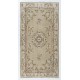 Antique Washed Turkish Accent Rug, Vintage Handmade Art Deco Chinese Design Carpet. 3.8 x 7 Ft (115 x 213 cm)