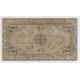 Turkish Oushak Accent Rug in Beige, Brown and Black Colors, Vintage Handmade Art Deco Chinese Design Carpet. 3.9 x 6.7 Ft (116 x 202 cm)