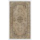Turkish Oushak Accent Rug in Beige, Brown and Black Colors, Vintage Handmade Art Deco Chinese Design Carpet. 3.9 x 6.7 Ft (116 x 202 cm)