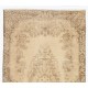 Antique Washed Vintage Handmade Turkish Oushak Wool Rug with Medallion Design. 3.9 x 6.8 Ft (116 x 205 cm)