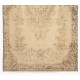 Antique Washed Vintage Handmade Turkish Oushak Wool Rug with Medallion Design. 3.9 x 6.8 Ft (116 x 205 cm)